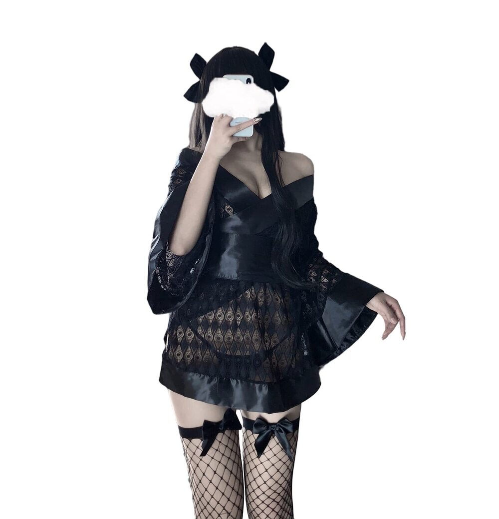 2960 Japanese Kimono Lingerie Print Dress Pajamas Cosplay Lingerie Set Sexy